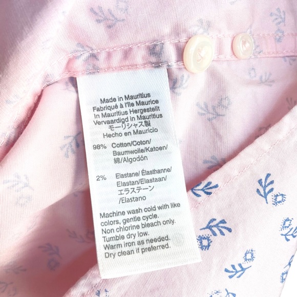 J. Crew "Secret Wash Shirting" Button Down Long Sleeve Pink w/Blue Leaves in XXL - Picture 8 of 10